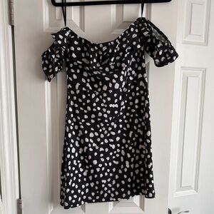 Misguided Black and White Off-Shoulder Dress
